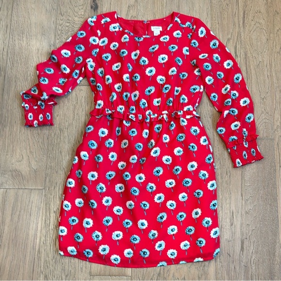 J. Crew Printed Long Sleeve Fitted Floral Dress Size 4 - Picture 2 of 11